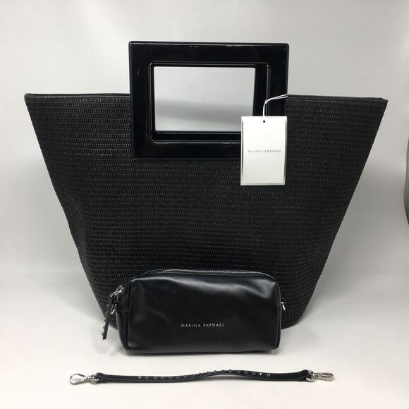 Marina Raphael Riviera Straw Tote Bag, Size One Size - Black